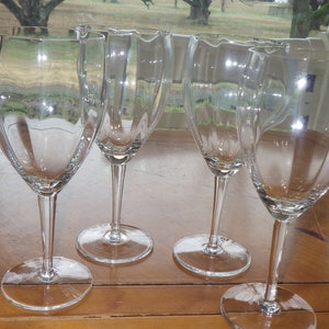 Crystal Wine Glasses Optic Panel Bwol Clear 4 12 ounce elegant stems EUC