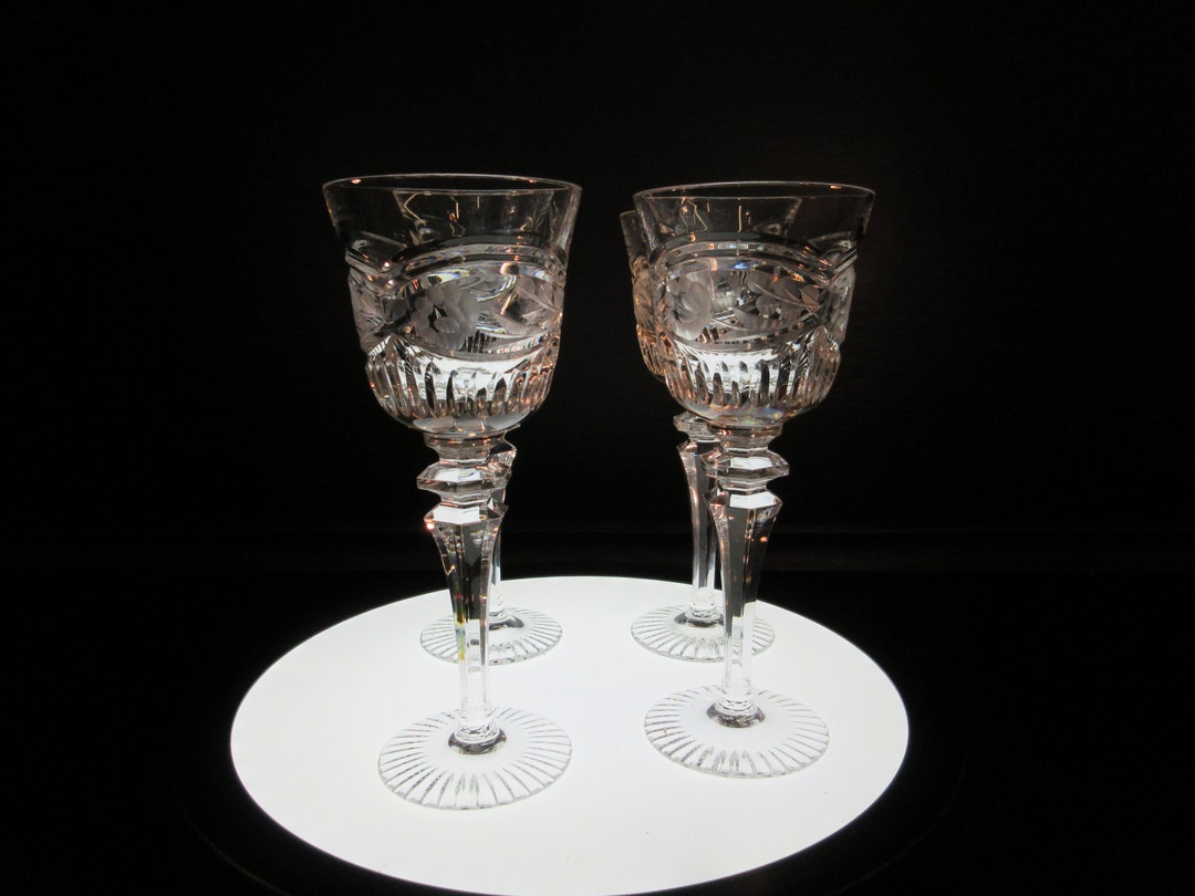 Cut Crystal Cordial Glasses Liqueur Aperitif Stems Heavy Etched Crystal 4 3oz Etsy