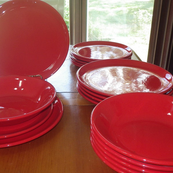 Red Dinnerware Etsy