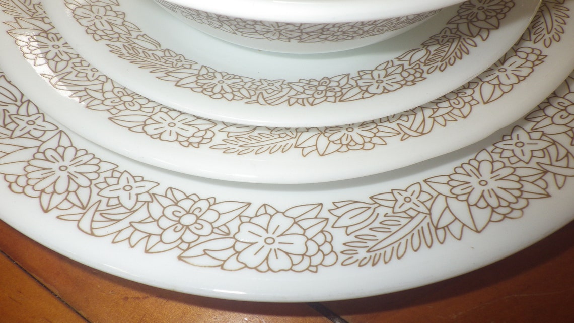 Corelle Dinnerware set Woodland Brown by Corningware service 6 Etsy