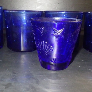Cobalt Blue glasses misc collection of 5 glasses tumblers coolers Libby etc EUC
