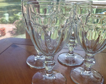 Libbey Duratuff Gibraltar Clear Water Goblets glasses 4 12 ounce stems EUC