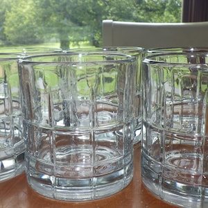 Anchor Hocking Tartan Clear Double Old Fashion whiskey glasses 6 11oz flat bottm