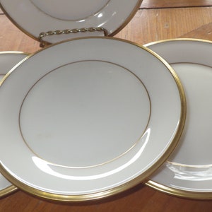 Lenox Eternal Bread Plates Dessert Plates 4 6.25&quot; Ivory Gold Band made in USA