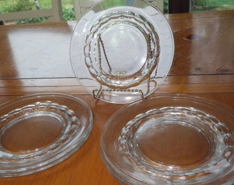 Piatti da dessert vintage in vetro trasparente - Set da 6, anni '60