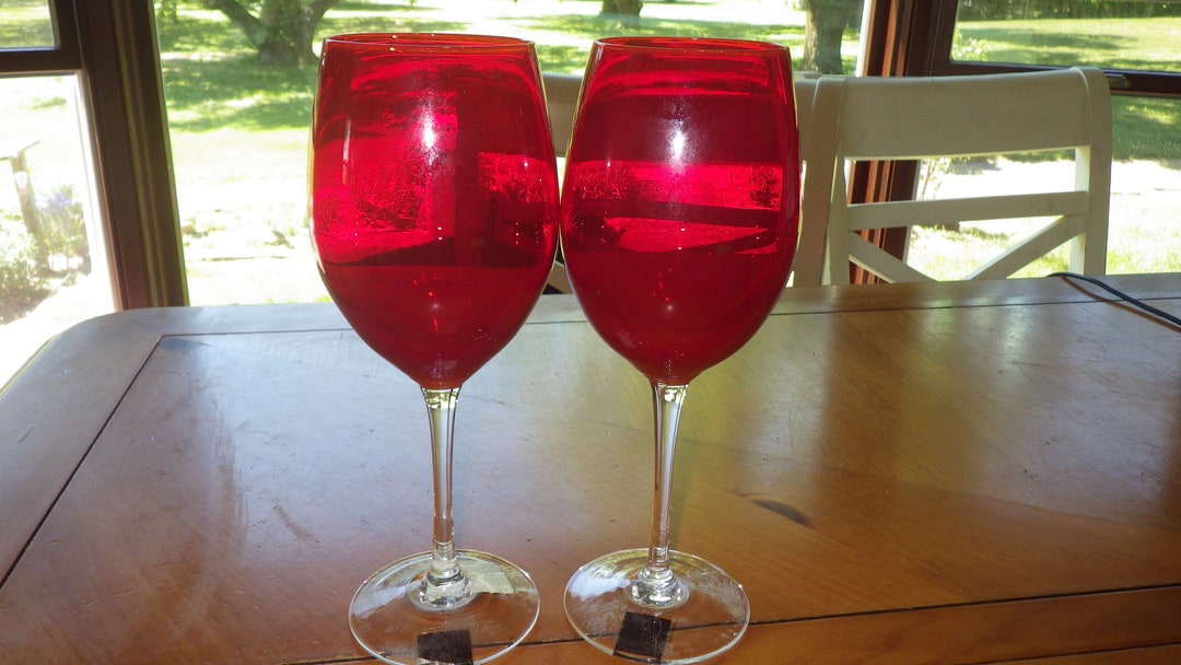 Red Water Goblets Circleware New With Tags Excellent Condition 4 16 Oz