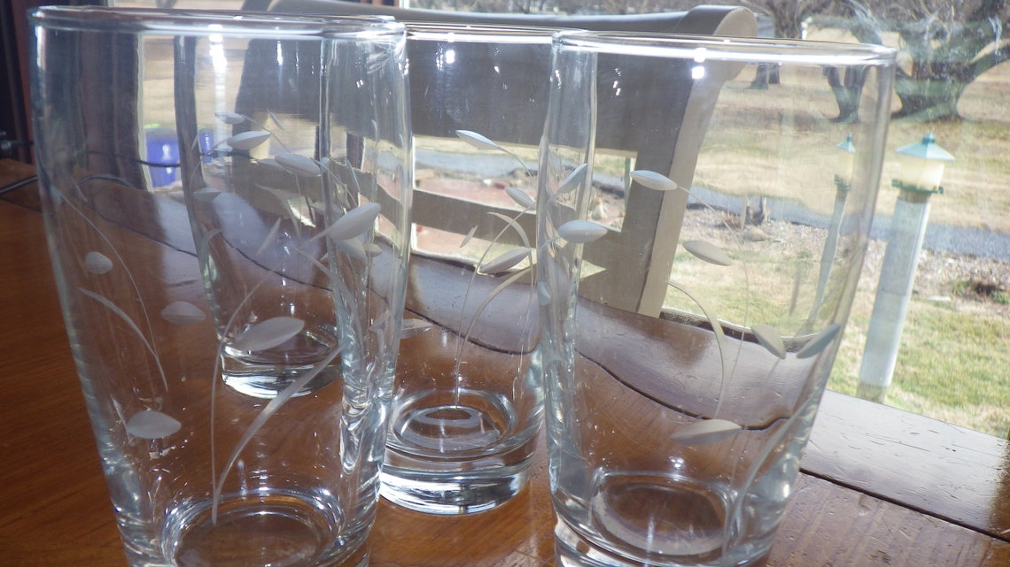 Libbey Glass Company Windswept 14 Oz Glasses Tumblers 4 Etsy