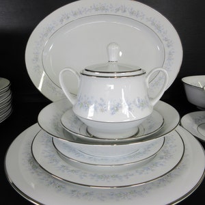 Vintage China Dinnerware set Marywood NORITAKE s/8 hostess pcs 67 pcs platinum