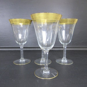 Vintage Water Goblets Minton Clear Stem 14196 by TIFFIN-FRANCISCAN 4 9 oz optic