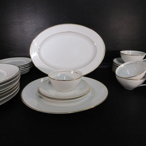 White Gold Trim Sonnet Dinnerware set Fine China of Japan s/8  porcelain china