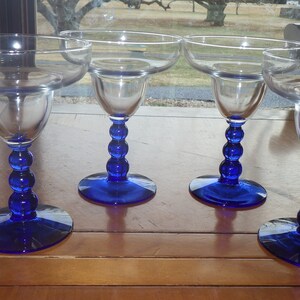 Blue Stem Margarita glasses graduated ball stem clear bowl 4 9 oz elegant stems