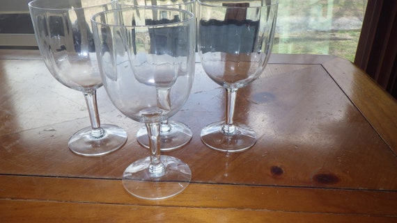 Clear Optic Panel Water Glasses Goblets Wine Glasses 4 14 Oz Thin Stem  Glasses 