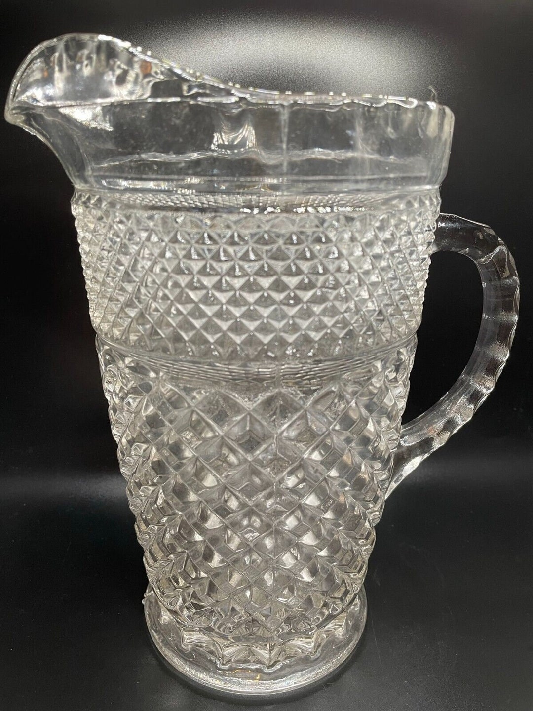Anchor Hocking Wexford Pitcher 64oz Pitcher 2 Quart Ice Lip Diamond Pattern Etsy