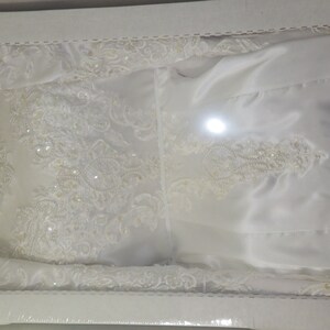White Wedding Gown Dress Alfred Angelo Hi Low Drop waist Long sleeve sz 6