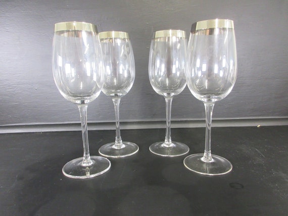 Buy The Cellar at Macy's Crystal Clear Wine Glasses Stems Wide Platinum  Band 4 NOS Online in India - Etsy