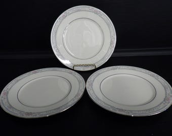 Vintage Lenox China Salaterki Charleston wzór przycięty Platinum 3 talerze 8"