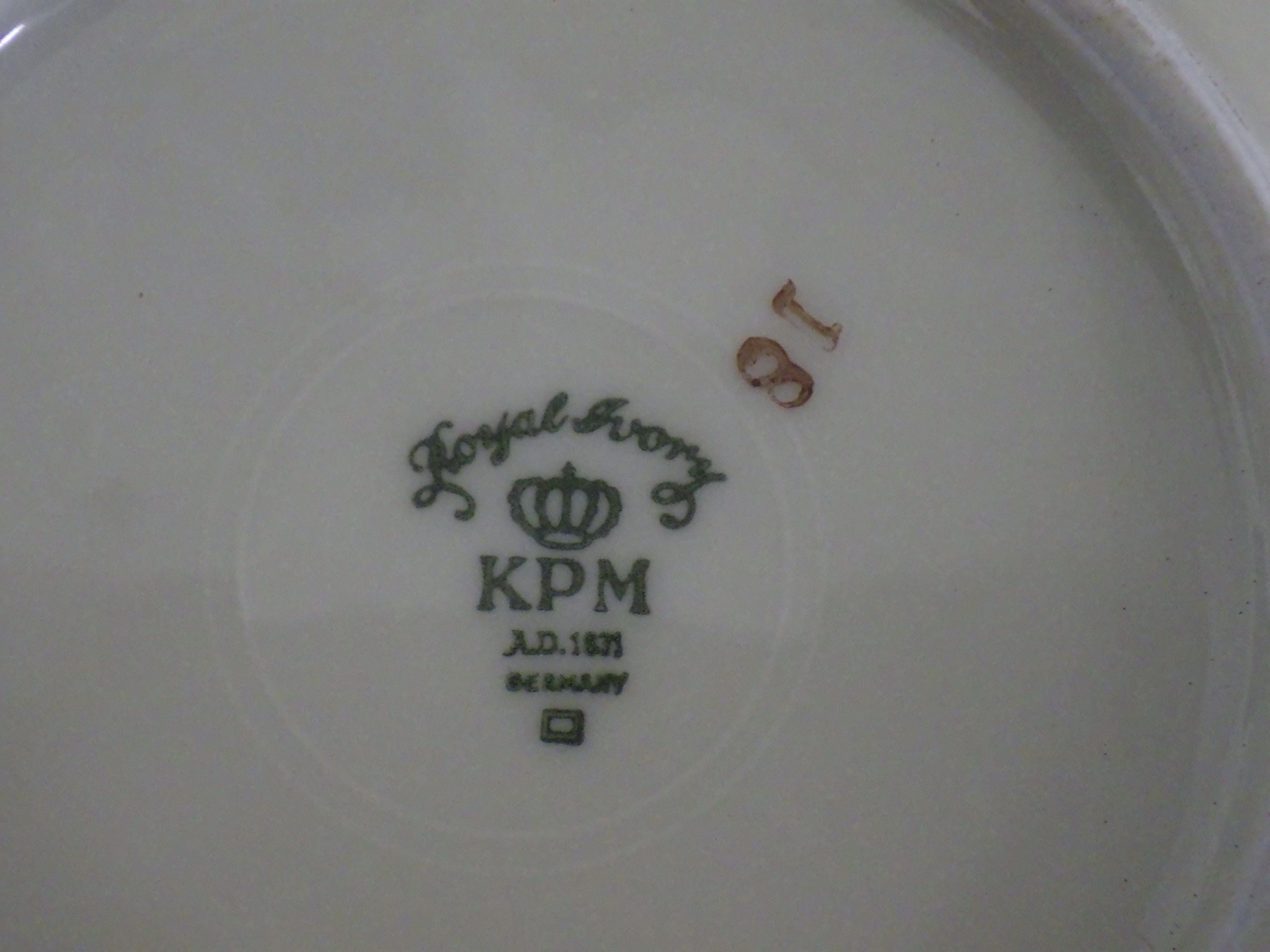 Vintage KPM Germany China Fruit Bowl: Riviera Royal Ivory, Gold