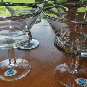 Vintage Champagne glasses Sherbet Ice cream dish platinum trim 4 Contessa Italy