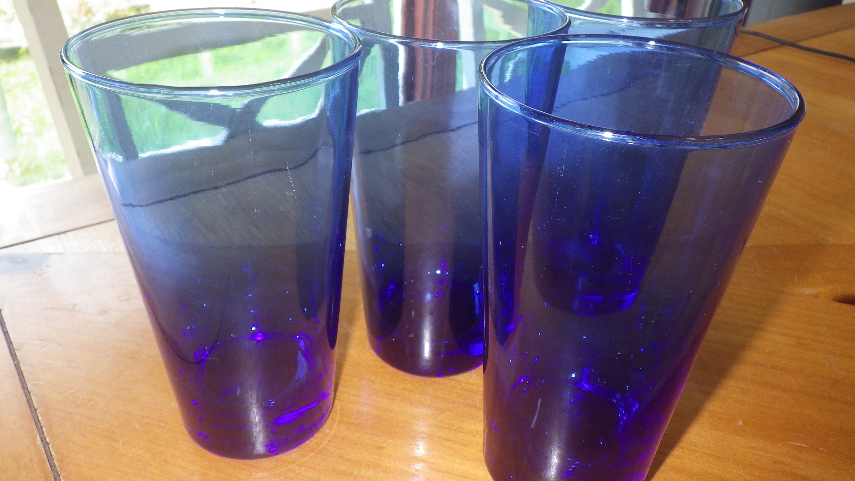Cobalt Blue Tumblers Coolers Glasses Flat Bottom Tumblers 4 Etsy UK