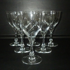 Vintage Cut Crystal Fostoria Water Goblets Elegant Stems 6 10 oz cut swirl lines