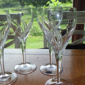 Cut Crystal Water Glasses Goblets Wine Glasses Frosted Bright cut 4 9 oz heavy