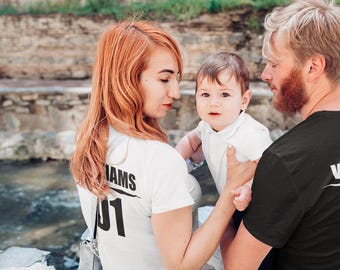 Benutzerdefinierte Nummer Familien Shirts, personalisierte Nachname T-Shirts, benutzerdefinierte Dad Mom Kinder passende T-Shirts