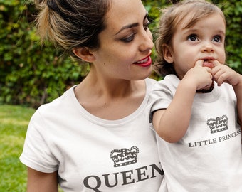 Mother And Daughter Shirts, Mother And Daughter Matching T-shirts, Family Matching Tshirts, King Queen Prince Princess T-shirts Set