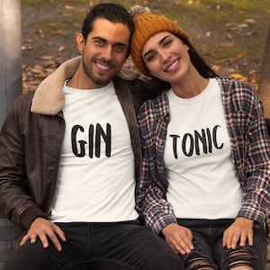 Ensemble de chemises gin tonic, chemises assorties couple, tshirt gin tonic, tenue drôle de Saint-Valentin