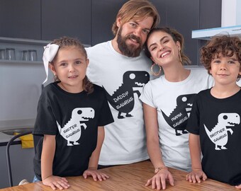 Matching Family Dinosaur Tee Shirts, Funny Birthday Tshirts, Dinosaur Outfit, Mama Daddy Sister Brother Baby Saurus, Kids Dino