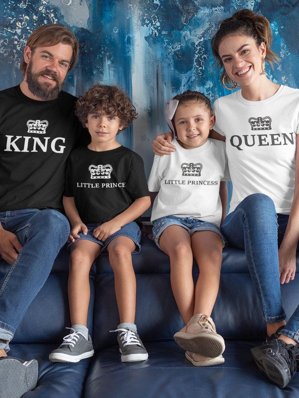 King, Queen and Little Royals Matching Shirts, Family Outfit for Photoshoots, Crown Print Tees, Family Matching Tshirts