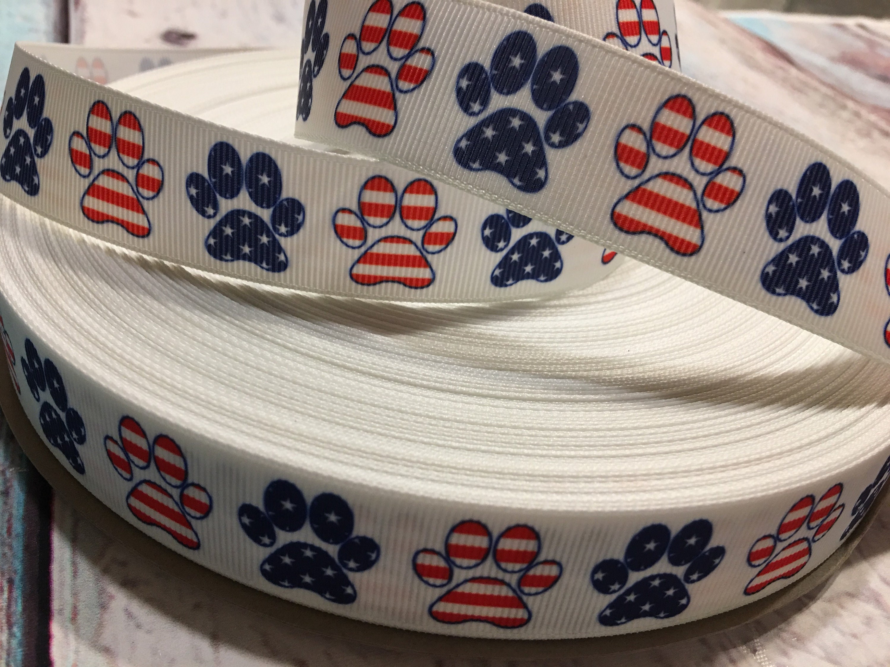 3 yards dog paw ribbons paw ribbons white ribbons and Etsy