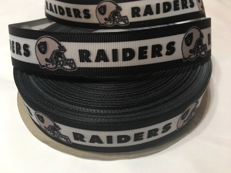 Raiders 3/" grosgrain ribbon the listing is for 2 yards