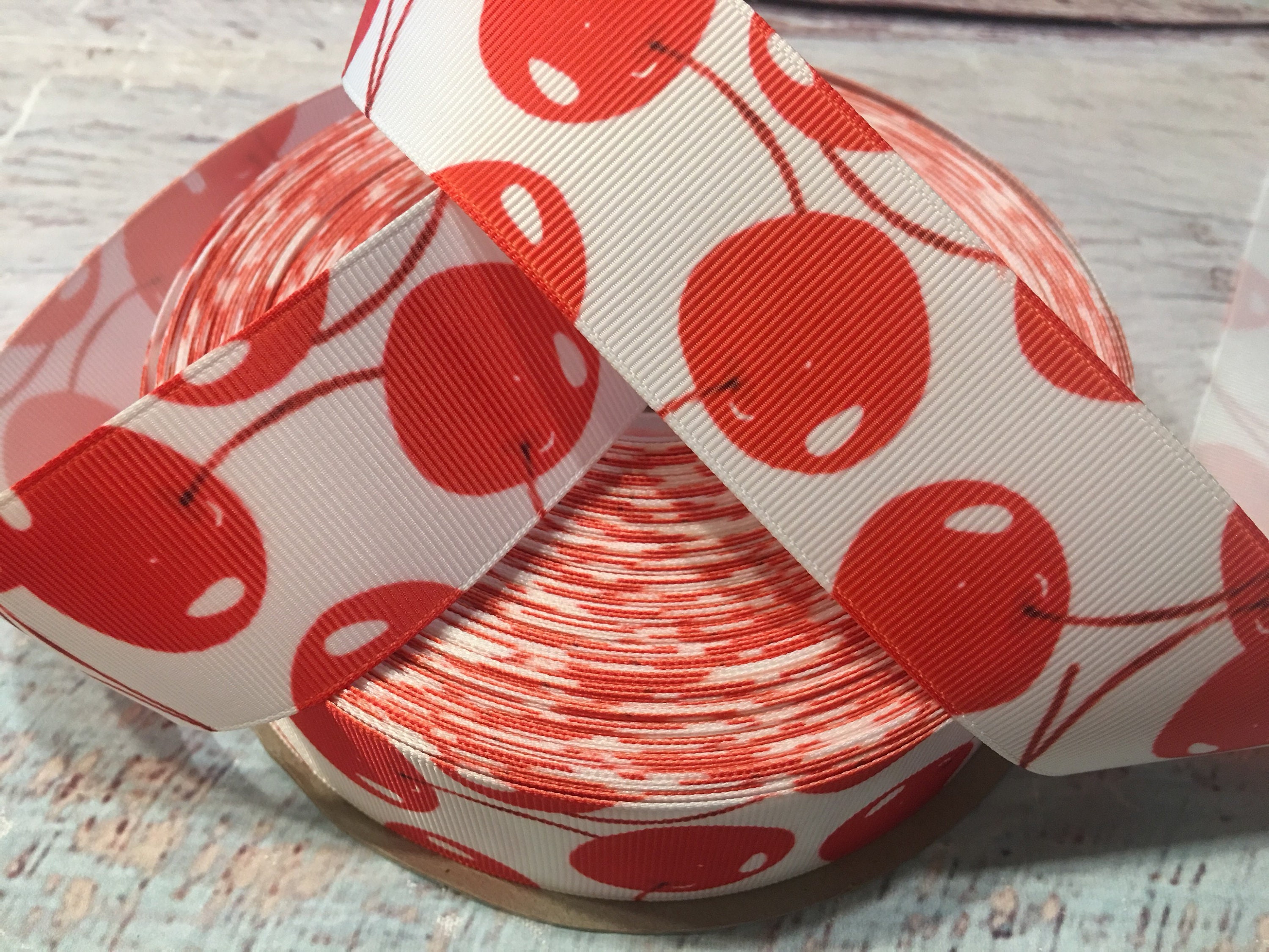 Cherry ribbons cherries ribbons cherries grosgrain ribbons Etsy