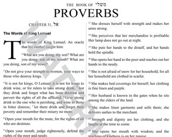 Proverbs 31 - The Woman Who Fears the Lord (Full Chapter) 24x30 | 16x20 | 11x14 | 8x10 ESV