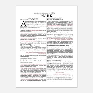 Mark 4 - Art mural La parabole du semeur | pi. Hébreu | ESV | Chapitre complet | Produit physique - Poster en papier mat de qualité supérieure