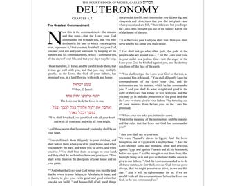 Deuteronomy 6 Shema Wall Art – Hebrew & English Scripture Poster
