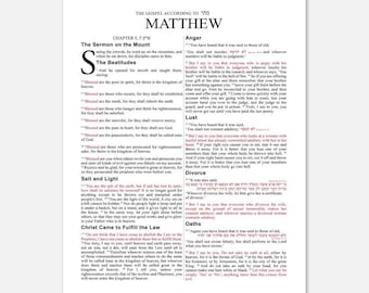 Matthew 5 Sermon on the Mount Print - Hebrew, ESV Bible Verse (Physical Product)