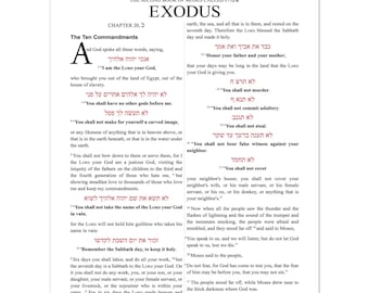 Ten Commandments Art Print – Hebrew & English, Exodus 20