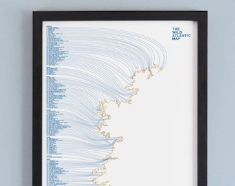 Wild Atlantic Map, Wild Atlantic Way Map, Irish Map, West Coast of Ireland, Irish Gift, Irish Art, Illustration