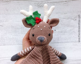 Deer crochet security blanket | lovey | Rupert The Little Reindeer | Crochet Pattern | PDF - PATTERN in English