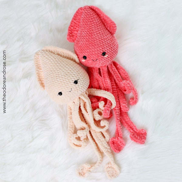 No Sew Squid Crochet Pattern | Plush Kawaii Squid Crochet Pattern | PDF - Crochet PATTERN ONLY in English