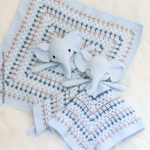 Elephant Crochet Lovey Blanket Edward Elephant Lovey Crochet pattern PDF PATTERN ONLY in English image 2