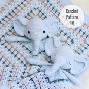 Elephant Crochet Lovey Blanket | Edward Elephant Lovey | Crochet pattern | PDF - PATTERN ONLY in English