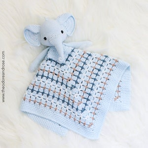 Elephant Crochet Lovey Blanket Edward Elephant Lovey Crochet pattern PDF PATTERN ONLY in English image 3