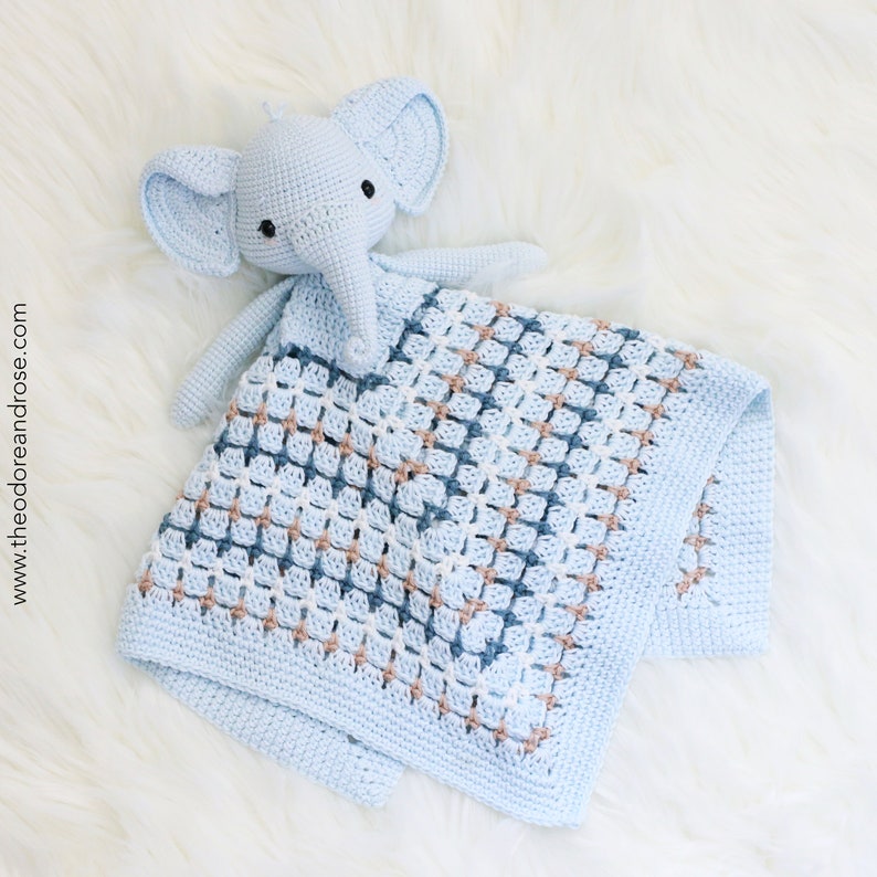 Elephant Crochet Lovey Blanket Edward Elephant Lovey Crochet pattern PDF PATTERN ONLY in English image 3