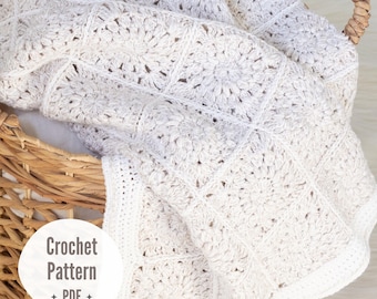 Oatmilk Petals Blanket Crochet Pattern – Vintage Style Heirloom Baby Blanket – Lacy Crochet Blanket Pattern PDF in English