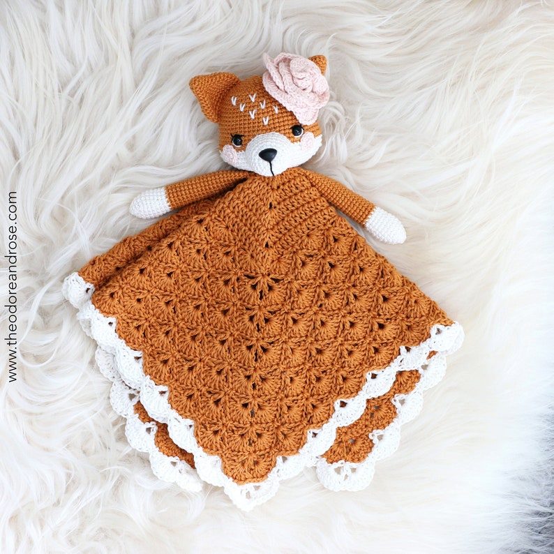 Fox crochet lovey blanket Frankie The Little Fox security blanket Crochet Pattern PDF PATTERN ONLY image 3