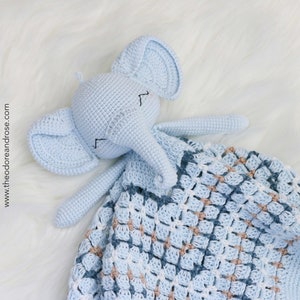 Elephant Crochet Lovey Blanket Edward Elephant Lovey Crochet pattern PDF PATTERN ONLY in English image 5