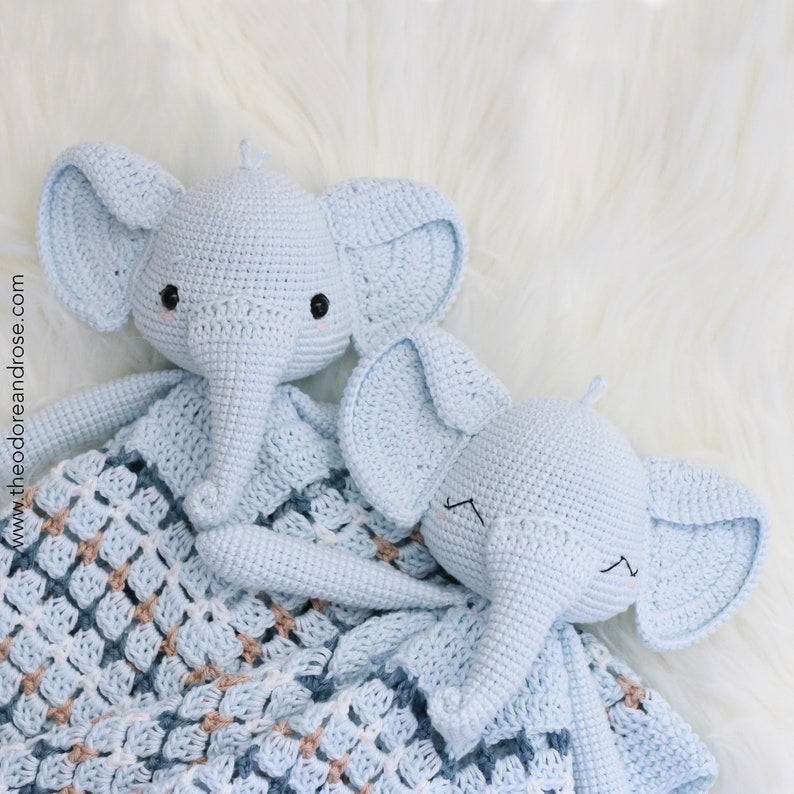 Elephant Crochet Lovey Blanket Edward Elephant Lovey Crochet pattern PDF PATTERN ONLY in English image 8