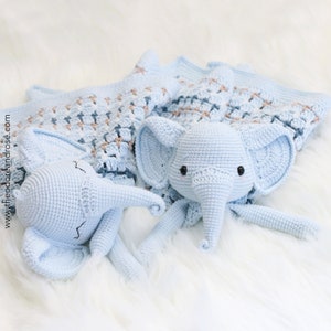 Elephant Crochet Lovey Blanket Edward Elephant Lovey Crochet pattern PDF PATTERN ONLY in English image 1